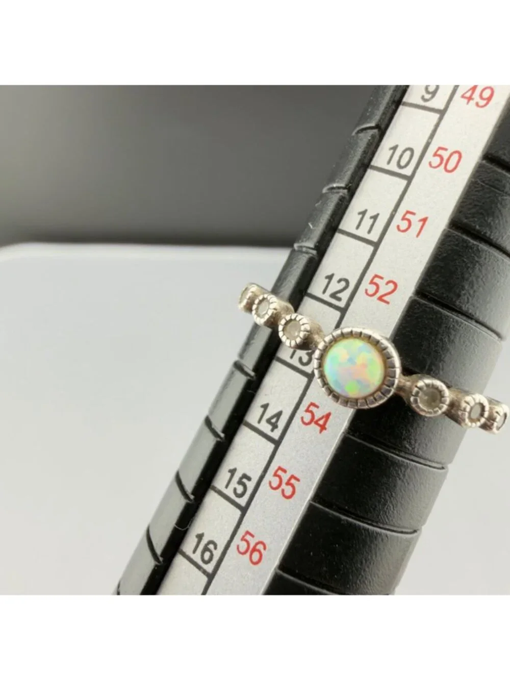 Sterling Silver 925 Simulated Opal Cubic Zirconia Ring Size 6.5